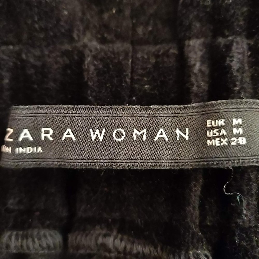 Zara Womens Black Velvet Embroidered Lady Floral Deer Wrap Skorts Skirt M - Picture 9 of 10